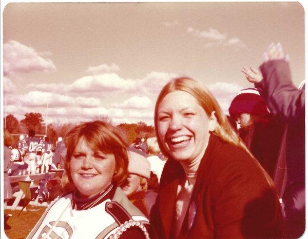 Maris Timmer Tracy, '78, left, and Kathleen (Ure) Bell, '81, are pictured at Homecoming 1978.